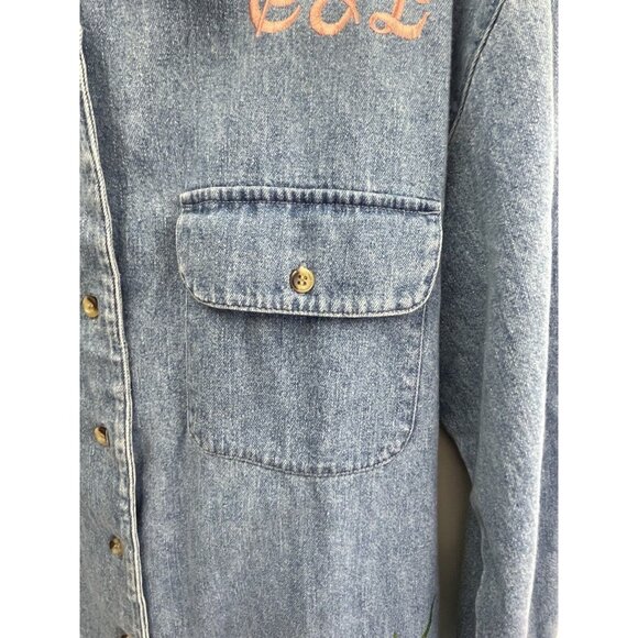 Harve Bernard Women's Blue Denim Button Up Shirt Size Large - Picture 6 of 16